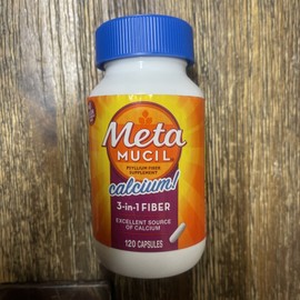 Metamucil Fiber with Calcium 3-in-1 Psyllium Capsule Fiber Supplement OLD 2021