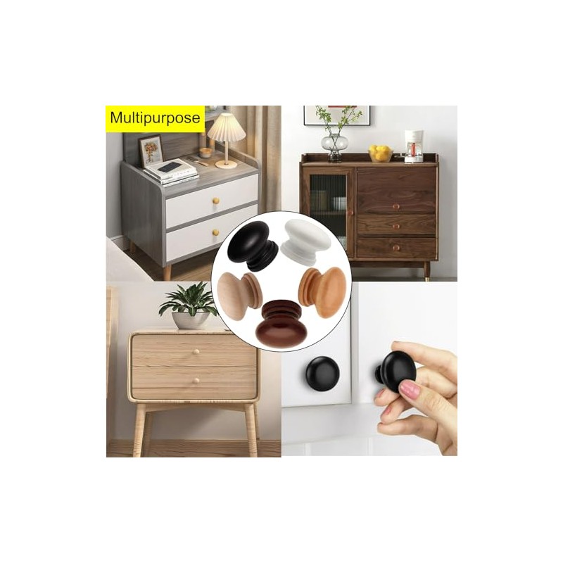 20Pcs Wooden Cabinet Knobs Unfinished Wood Knobs for Dresser Mushroom