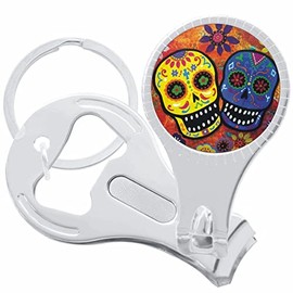Sugar Skulls Colorful Nail Clippers Plus Bottle Opener Keychain