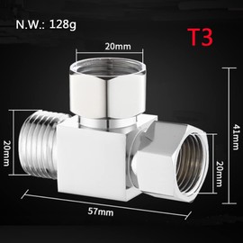 Add-A-Tee G1/2" Hose Connector Adapter for Angle Valve Adapter, Shower Arms, Toilet Bidet Sprayer, Hose Fittings (3 Way-T3)
