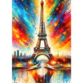 NAIMOER Iron Tower Diamond Painting Kits for Adults, DIY 5D Diamond Painting Colorful Tower, Full Drill Diamond Art Kits Art Pictures Perfect for Relaxation and Home Wall Decor 30x40cm