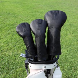 Golf Club Headcover for Driver Covers, Fairway Wood Covers, Hybrid Covers Black Eagle Style Premium Leather 3 Wood Headcover Set with Interchangeable No. Tags Golf Club Covers (for Hybrid(1pcs))
