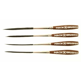 Set of 4 Sizes 000-2 Series Long Bob Pinstriping Scrolling Brush Black Synthetic & Blue Squirrel 1 3/4" Hair Length