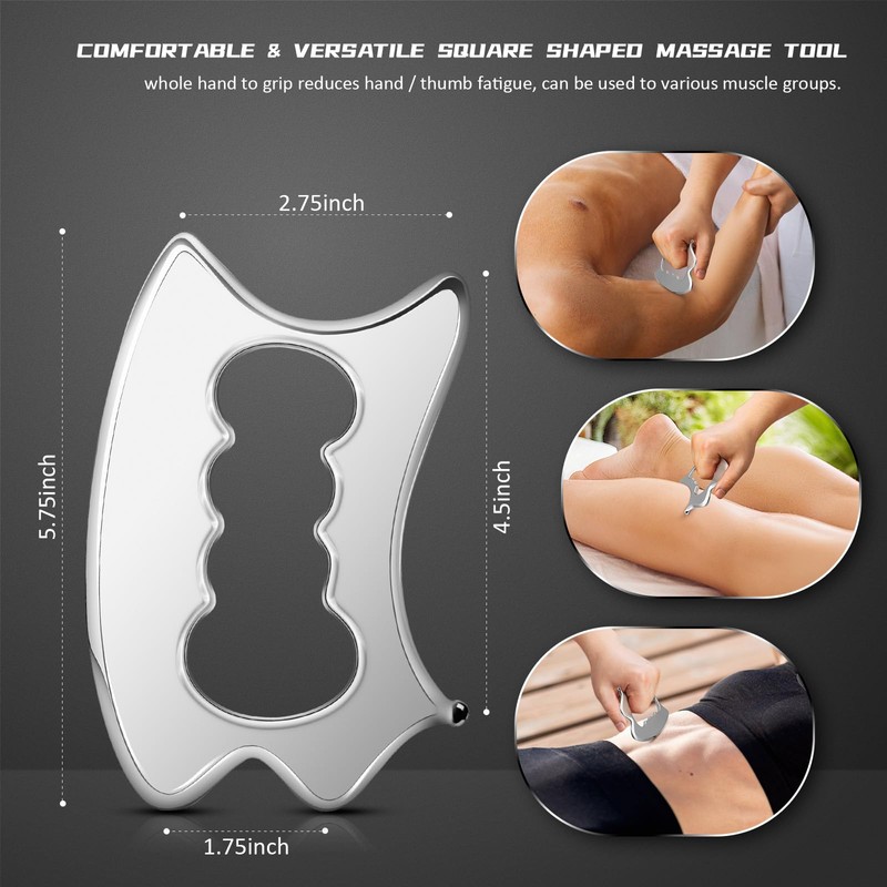 Stainless Steel Muscle Scraper Tool Set - 4Pcs Gua Sha