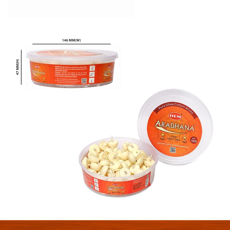 HEM Aradhana Pure Ghee Diya with Batti Pack of 100