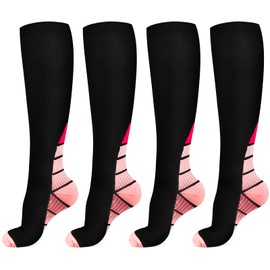 ACWOO Compression Stockings, 2 Pairs Compression Socks, Medical Compression Stockings, Support Stockings, Thrombosis Stockings for Rise, Flight, Running, 20-30 mmhg, for Men and Women (S/M, Pink)