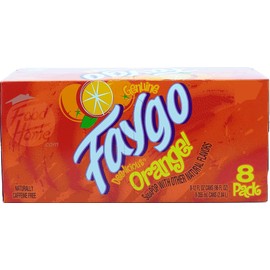 Faygo Orange! flavor soda pop. 8-pack 12-fl. oz. cans in box (1)