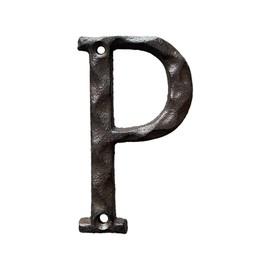 5 Inch House Letters, Rustic Cast Iron Metal Home Address Number & Letters/Unique Hammered Look, Letter P
