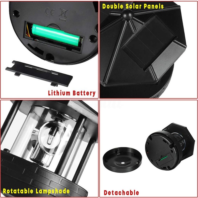 Erthree Garden Solar Lights, Outdoor LED Solar Lighthouse, Durable Rotatable