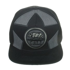 Top Level Cali Bear Embroidery Snapback Flat Bill Hat 220323A-Black
