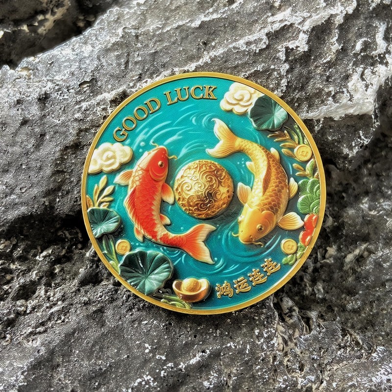 Koi Fish Lucky Coin - Symbol of Prosperity & Fortune,