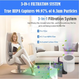 HP450 Filter Replacement For Hunter HP450UV / H-HF450-VP Cylindrical Tower Air Purifie, 2 H13 True H-EPA Filter + 4 x Activated carbon, used for Kitchen,Living Room,Bedroom,Office