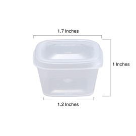 MIUPOO Leak Proof Square Sauce Cup,Plastic Souffle Cups,Disposable Clear Leak Proof Sauce Cup With Hinged Lid,Used for Various Sauces,Food Samples,Storage Crafts,1 OZ,100 Pieces
