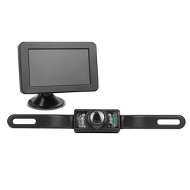 Eufab Funk-Rückfahrvideosystem Abstandshilfslinien Saugfuß, Kennzeichenhalter black