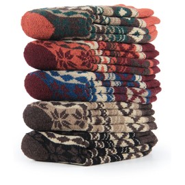 BenSorts Women Winter Warm Boots Socks Cozy Crew Socks Gifts for Mom Mother Wife Friends 5 Pairs Vintage B Mixed Colors