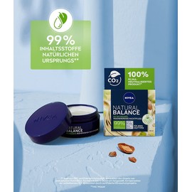 Nivea Natural Balance Moisturising Day Cream (50 ml), Hydrating Cream with Organic Aloe Vera, Jojoba and Almond Oil, Day Cream for Normal and Combination Skin