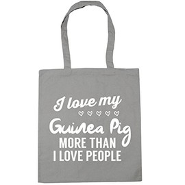 Hippowarehouse I love my guinea pig more than I love people Tote Shopping Gym Beach Bag 42cm x38cm, 10 litres