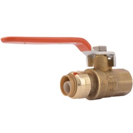 SharkBite 1/2 x 1/2 Inch Ball Valve with FNPT Connector, Push to Connect Brass Plumbing Fitting, PEX Pipe, Copper, CPVC, PE-RT, HDPE, 22182-0000LF