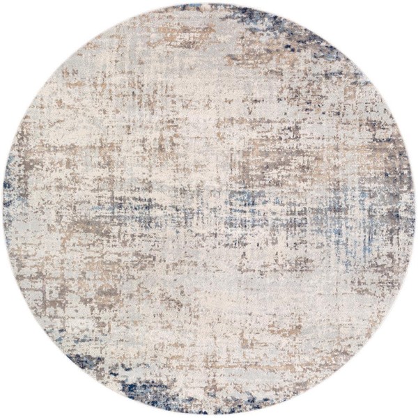 Livabliss Area Rugs 7'x7' Imported Polypropylene Abstract Distressed Round Navy