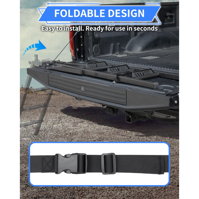 POKIAUTO 42" Aluminum Universal Pickup Truck Tailgate Ladder with Handrail,