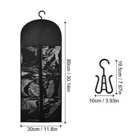 Litinliv 3-Pack Black Hairpieces Storage Holder, Hair Extensions Storage Bag with Hanger, Extra Long Hair Extension Holder Wig Storage Bag, Portable and Versatile Wigs Carrier Case for Style Hair