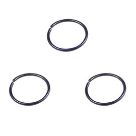 DENI 3 Small Black Nose Rings Diameter 7mm Very Thin 0.6mm Thickness Without Clasp Silver, Silver