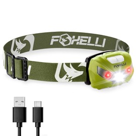 Foxelli Rechargeable LED Headlamp - Super Bright, Lightweight, and Comfortable Head Light for Running, Camping, Hiking, and Work, Suitable for Adults and Kids