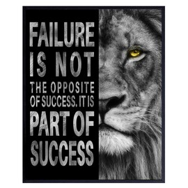 Success Wall Art for Office - Inspirational Wall Decor - Masculine Home Office Print for Men - Gym Motivational Picture- positive Quotes Man cave Decor - Encouraging Wall Decor - Hustle
