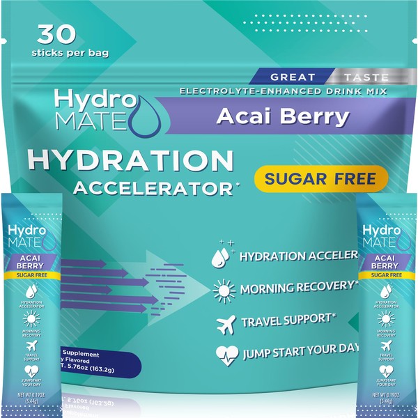 NatureWorks HydroMATE Electrolytes Powder No Sugar Acai Berry Sugar Free