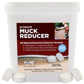 PondValue Ultimate Muck Reducer, Large Pond & Lake Beneficial Bacteria Treatment, Natural Muck Remover & Digester, Easy to Apply Granular Pellets, Fish, Plant & Animal Safe, 48 Tablets, 6 lbs