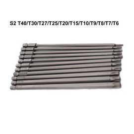 11pcs Torx Driver Set, 1/4 Inch Hex Shank, 150mm Long T6/ T7/ T8/ T9/ T10/ T15/ T20/ T25/ T27/ T30/ T40 Torx Head Security Screw Driver Bit Set with Tamper Proof Star 6 Points Screwdriver Kit Tools
