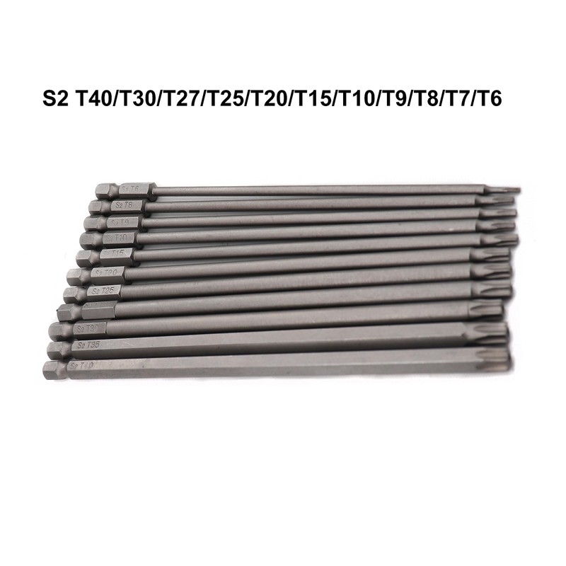 11pcs Torx Driver Set, 1/4 Inch Hex Shank, 150mm Long
