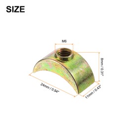 sourcing map 16pcs M6 Half Moon Nuts Washers, Zinc Alloy External Thread Lock Washer, Spacer Connector Hardware Fittings, Bronze