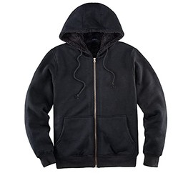 ZENTHACE Men's Thicken Sherpa Lined Checkered Flannel Hoodie Shirt Jacket Black S