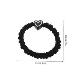 Baluue 5pcs Heart Charm Thick Elastic Hair Ties for No Damage Ponytail Holders with Reinforced Bands Black Stylish Hair Accessories for Daily Wear and Parties