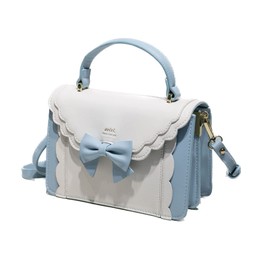 JIANGBOMEI Lolita 2-Way Shoulder Bag, Handbag, Pochette Bag with Ribbon, Elegant Small Crossbody Bag, Students, Cosplay, PU Leather, Popular, Fashionable, blue