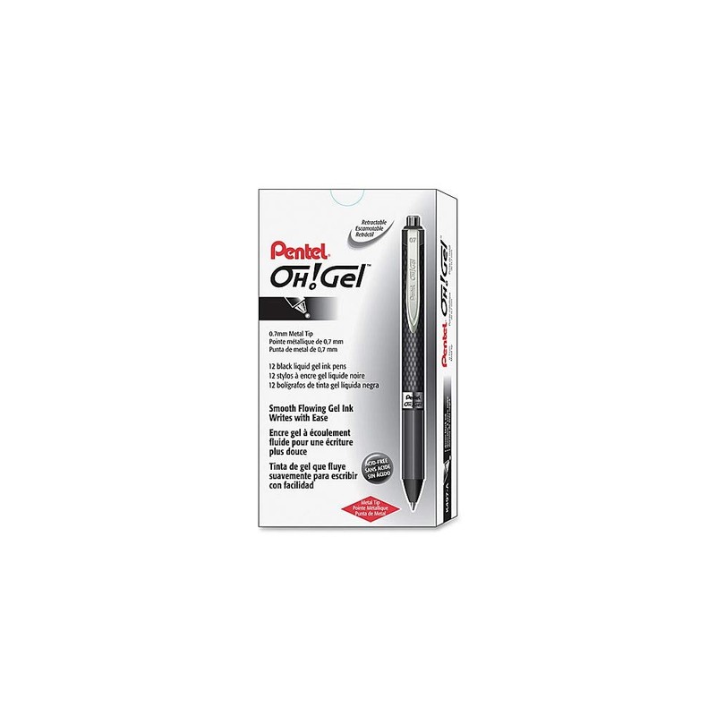 Pentel Oh! Gel Retractable Gel Pen, Medium Line, Black Ink,