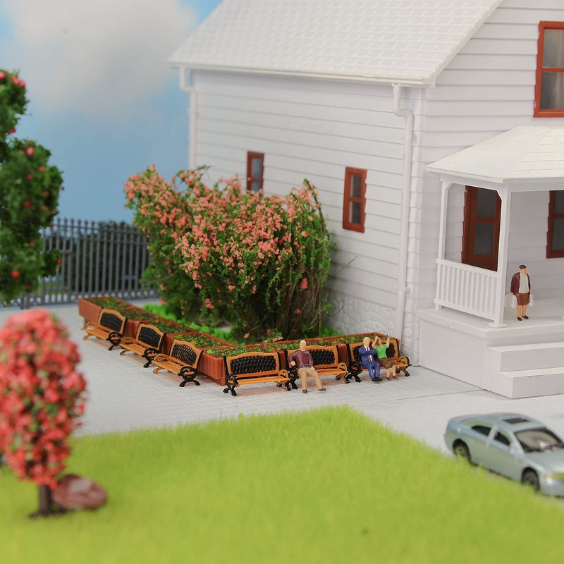 Evemodel ZY35087OB 12pcs Model Train Platform Park Street Seat Bench
