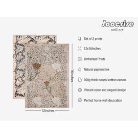 Vintage Botanical Wall Art Prints Set of 2 Antique Sketch Wall Art Decor Neutral Flower Canvas Wall Art Floral Pictures Farmhouse Painting Vintage Floral Artwork for Room Bedroom 12x16 Inch Unframed