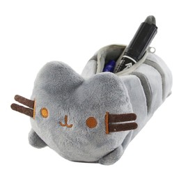 MOYAGA Cat Pencil Case - Cute Pencil Case Grey, Animal Pencil Case, Large Capacity Pencil Case, Cute Fat Cat Plush Pen Pouch Stationery Storage
