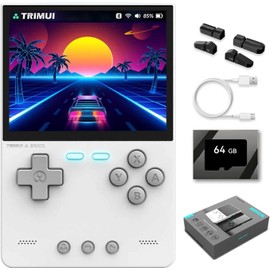 ZWXYVUT Trimui Brick Portable 64G Retro Video Games Consoles 3.2'' IPS Screen Handheld Game Players Emulator Linux System Allwinner Adult Game Gifts (White)