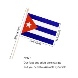TSMD Cuba Stick Flag Cuban Small Mini Hand Held Flags,5x8 Inch,12 Pack