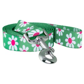 Native Pup Dog Leash, Blue Daisy, Green Flower, Pink Camo, Leopard, Rainbow Pride 5 Ft (Daisy Green)