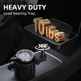 TYKOR Car Cup Holder Expander, 24cm Car Food Tray Table for Eating, Cup Holder Adapter Extender for Car, Fits Most Large Water Drink Bottles 500-1500 ML (7.0-10.7 CM)