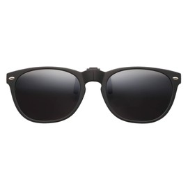 Green Glass Folding Clip Sunglasses, Instant Sunglasses, Polarized Lenses, GR-008C, BKM (Approx.): W5.5 x H1.8 x 0.7 inches (140 x 45 x 18 mm)