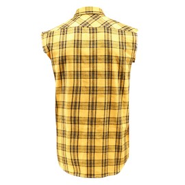 Sleeveless Funny Casual Shirt，Plaid Front Shirt for Men Yellow