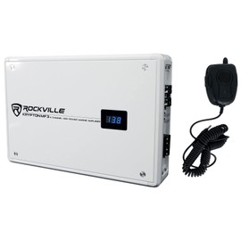 Rockville KRYPTON MF3 1600W Peak / 400W RMS 4-Channel Marine Amplifier, White, IPX6, Includes Remote, Adjustable Crossover, PA Mic - Perfect for Boats, Subwoofers, Full Range and Mid Range Speakers