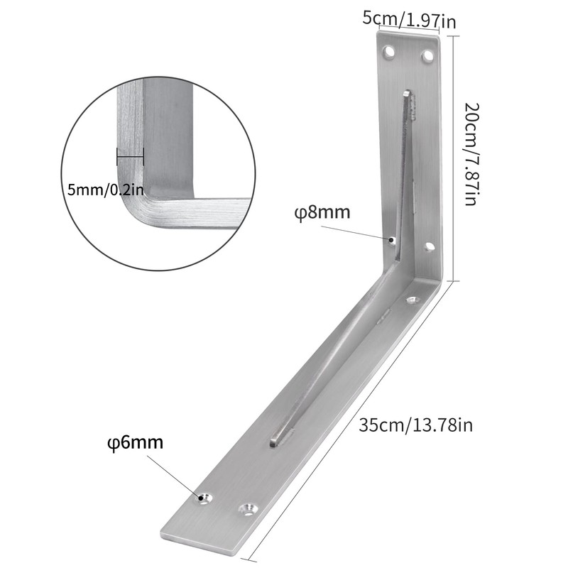 YUMORE Shelf Bracket Heavy Duty 14x8x2 in, 1/5IN Extra Thick