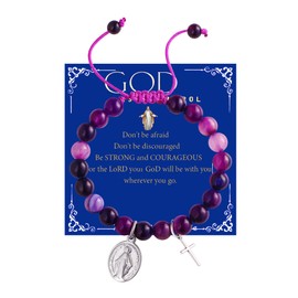 Virgin Mary Rosary Bead Cross Bracelet for Women, Catholic Gifts Christian Catholic Bracelets for Women Religious Bracelets Religious Jewelry for Women Easter Religious Holy Communion Gift for Teens (Purple Virgin Mary Bracelet)