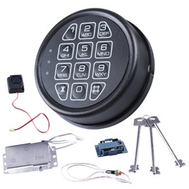 Black Gun Safe Lock Kit – Electronic Keypad with Solenoid Lock, 2 Override Keys, Reset Cable, Circuit Board & Alarm Horn – Universal Replacement for Safe Boxes & Rifle Safes